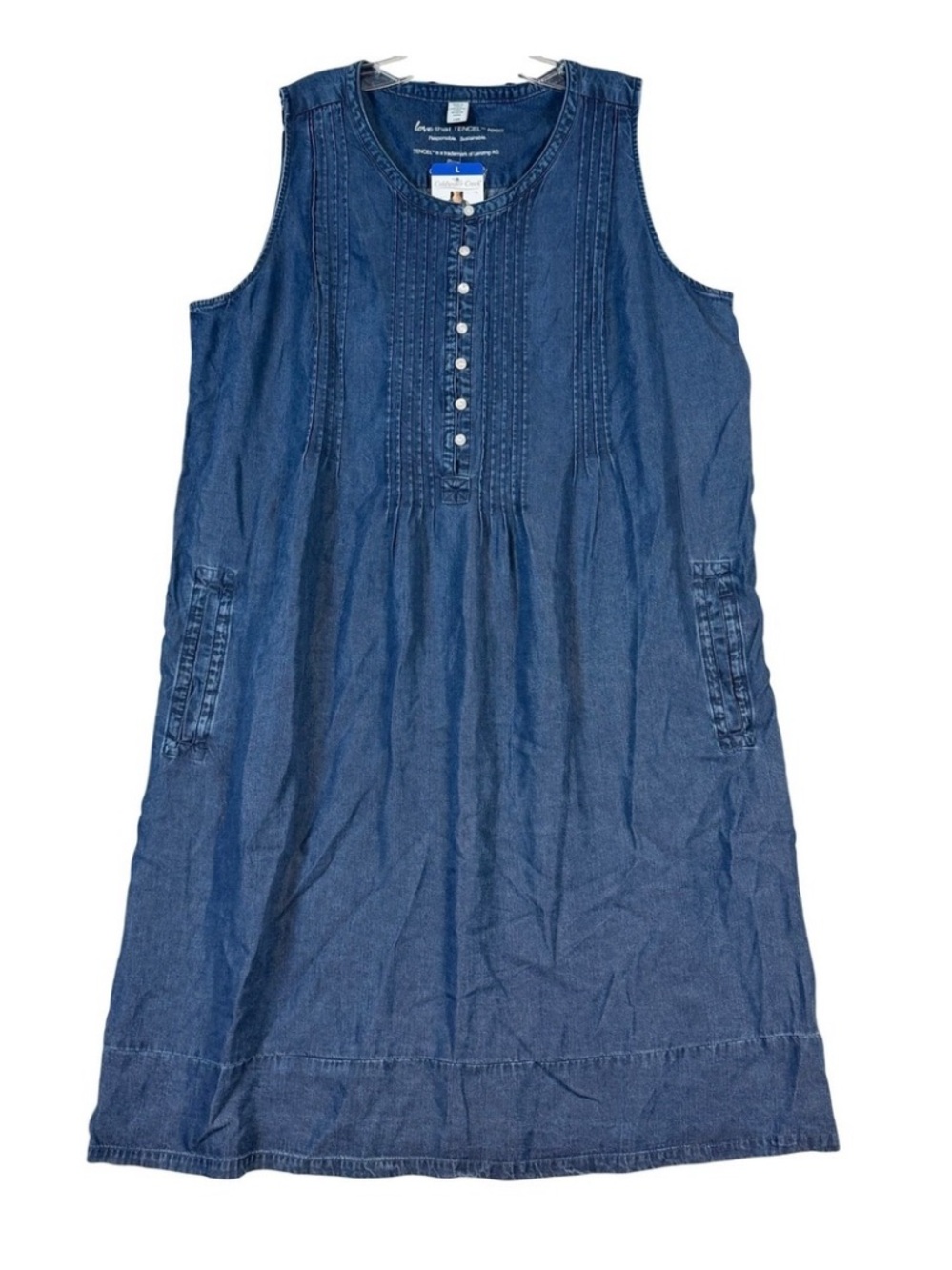 Sleeveless Denim Midi Dress with Button Front SU09 - Picture 2 of 4